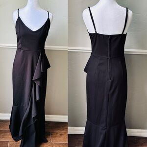 Black Sleeveless Asymmetrical Cocktail Gown